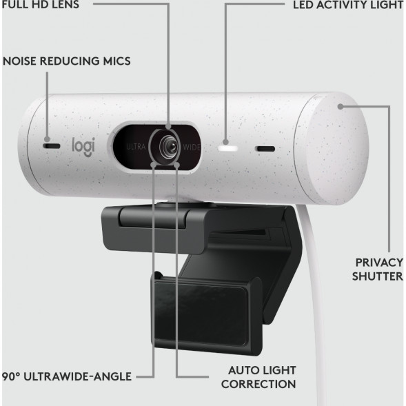 Веб-камера Logitech Brio 500, белый в Тольятти