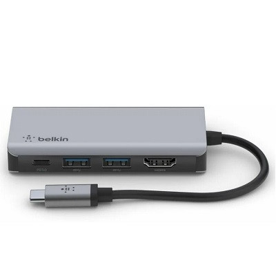 Адаптер Belkin USB-C 4-in-1 Multiport Adapter - HDMI, 2xUSB-A, USB-C, 100Вт, серый в Тольятти