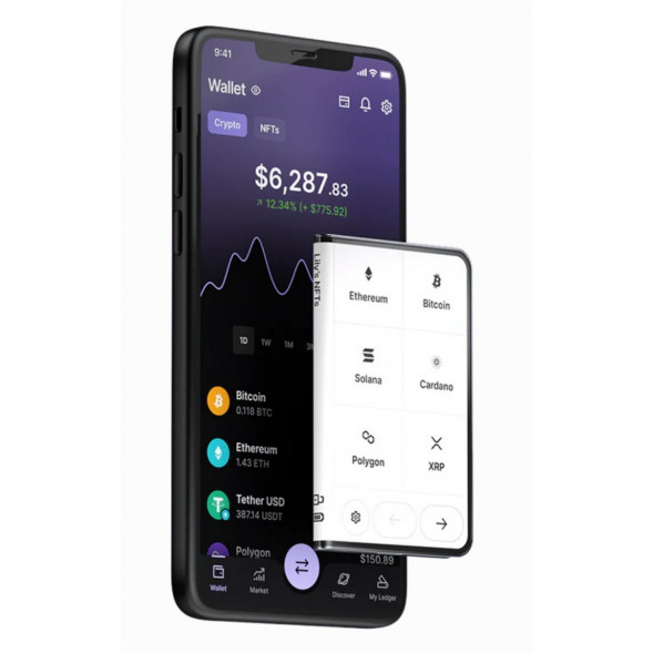 Аппаратный холодный криптокошелек Ledger Stax c чехлом Magnet Shell Black + Recovery Key в Тольятти
