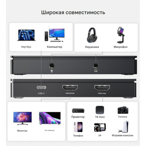 Карта видеозахвата UGREEN CM630 HDMI 4K60Hz в Тольятти