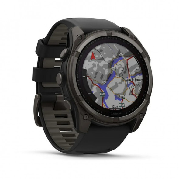 Умные часы Garmin Fenix 8, 51 мм, Solar, Sapphire Carbon Gray DLC Titanium with Black/Pebble Gray Silicone 010-02907-10 в Тольятти