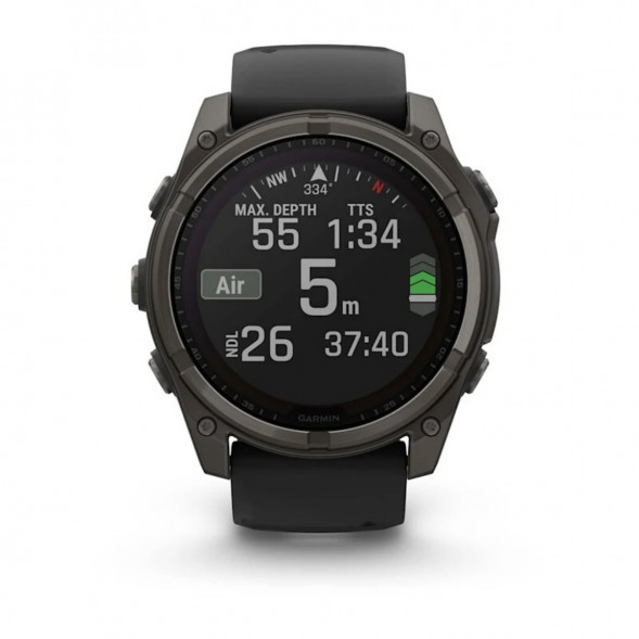 Умные часы Garmin Fenix 8, 51 мм, Solar, Sapphire Carbon Gray DLC Titanium with Black/Pebble Gray Silicone 010-02907-10 в Тольятти