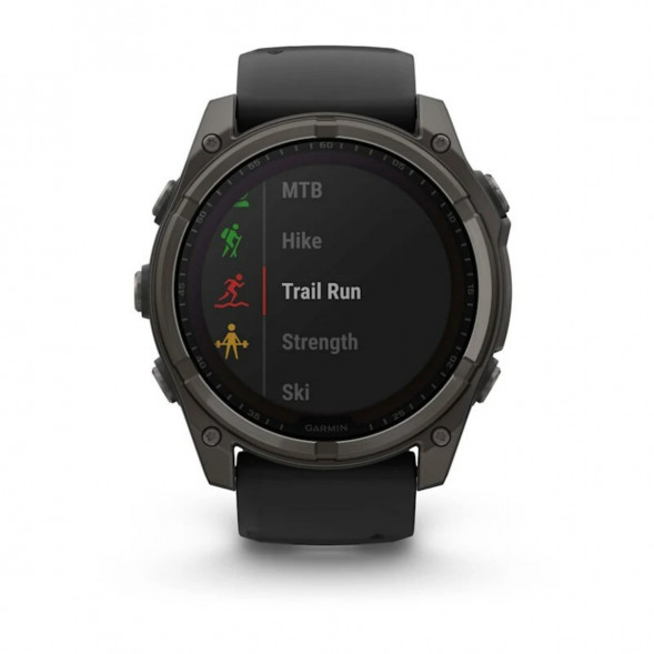 Умные часы Garmin Fenix 8, 51 мм, Solar, Sapphire Carbon Gray DLC Titanium with Black/Pebble Gray Silicone 010-02907-10 в Тольятти