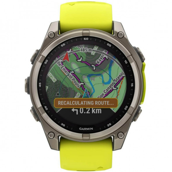 Умные часы Garmin Fenix 8, 51 мм, Solar, Sapphire Titanium with AMP Yellow/Graphite Silicone Band 010-02907-20 в Тольятти
