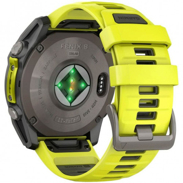 Умные часы Garmin Fenix 8, 51 мм, Solar, Sapphire Titanium with AMP Yellow/Graphite Silicone Band 010-02907-20 в Тольятти