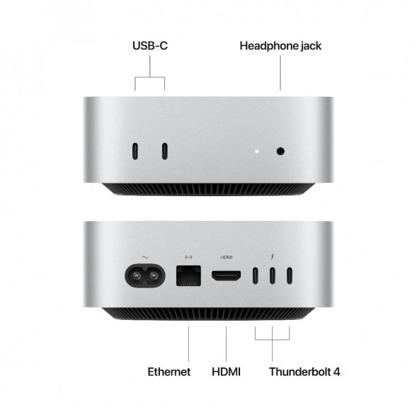 Компьютер Apple Mac mini M4 2024 (MU9E3) (10 Core GPU, 16ГБ, 512ГБ SSD, Apple, macOS), серебристый в Тольятти