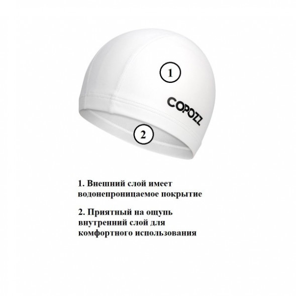 Шапочка для бассейна Copozz (белый) в Тольятти