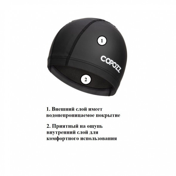 Шапочка для бассейна Copozz (черный) в Тольятти